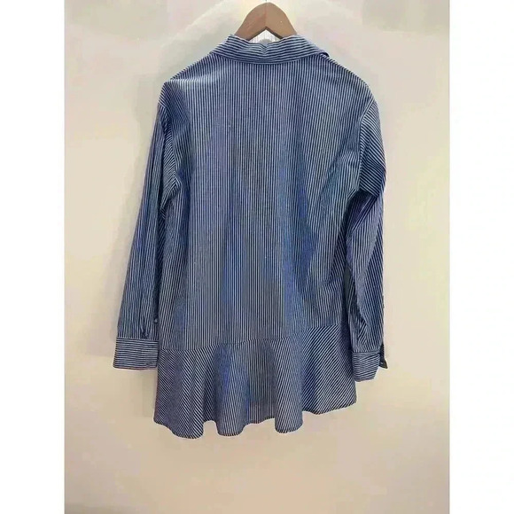 VERONICA BEARD Gilda Asymmetrical Striped Poplin Shirt Size‎ 4 - Picture 10 of 16